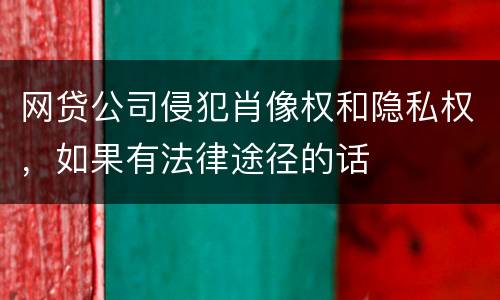 网贷公司侵犯肖像权和隐私权，如果有法律途径的话