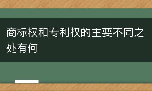 商标权和专利权的主要不同之处有何