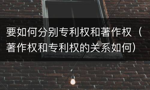 要如何分别专利权和著作权（著作权和专利权的关系如何）