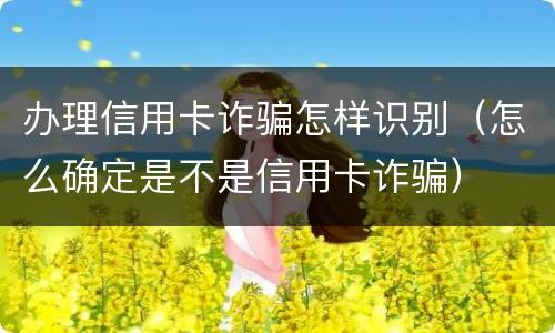 办理信用卡诈骗怎样识别（怎么确定是不是信用卡诈骗）