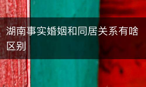 湖南事实婚姻和同居关系有啥区别