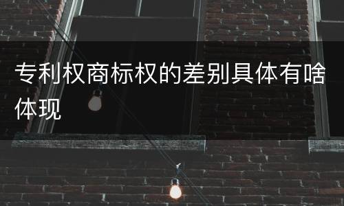 专利权商标权的差别具体有啥体现