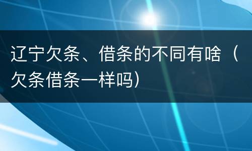 辽宁欠条、借条的不同有啥（欠条借条一样吗）