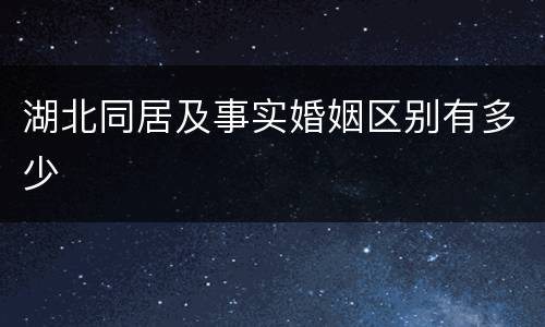 湖北同居及事实婚姻区别有多少