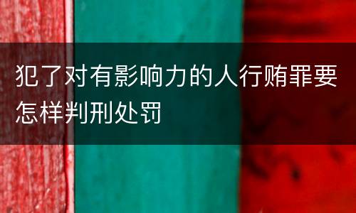 犯了对有影响力的人行贿罪要怎样判刑处罚