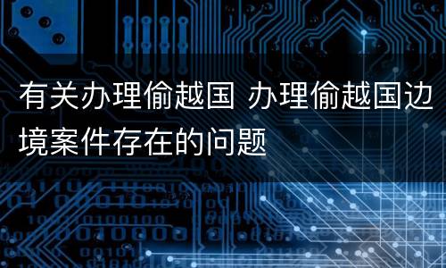 有关办理偷越国 办理偷越国边境案件存在的问题