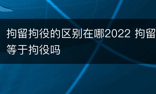 拘留拘役的区别在哪2022 拘留等于拘役吗