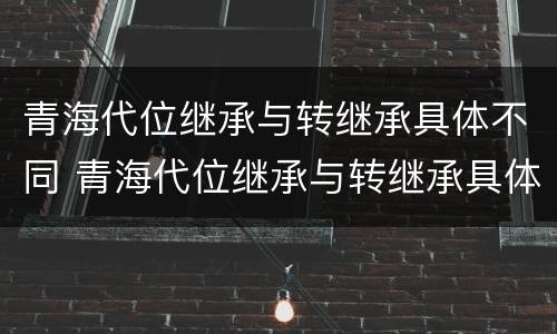 青海代位继承与转继承具体不同 青海代位继承与转继承具体不同吗