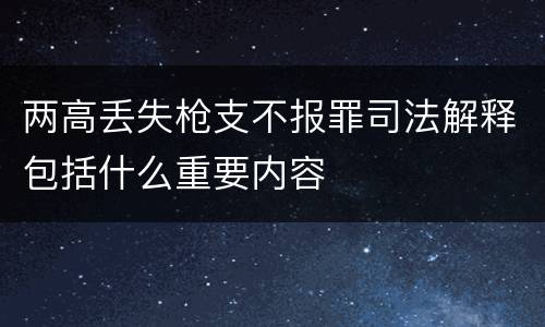 两高丢失枪支不报罪司法解释包括什么重要内容