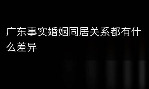 广东事实婚姻同居关系都有什么差异