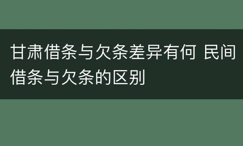 甘肃借条与欠条差异有何 民间借条与欠条的区别