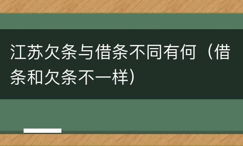 江苏欠条与借条不同有何（借条和欠条不一样）