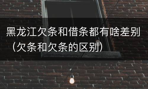 黑龙江欠条和借条都有啥差别（欠条和欠条的区别）