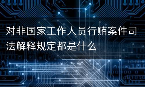 对非国家工作人员行贿案件司法解释规定都是什么