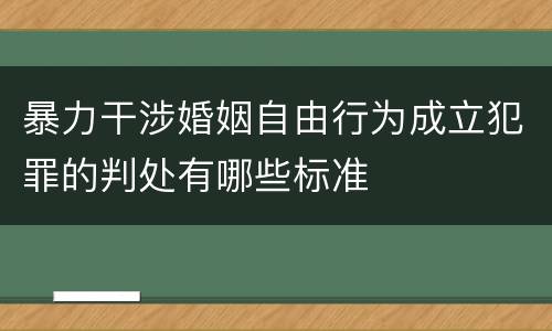 暴力干涉婚姻自由行为成立犯罪的判处有哪些标准