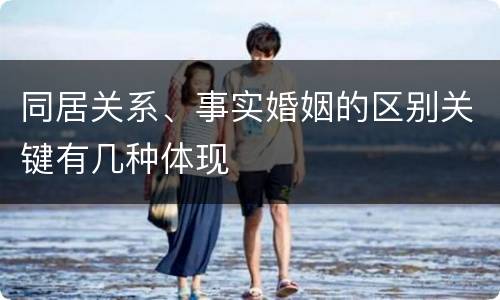 同居关系、事实婚姻的区别关键有几种体现