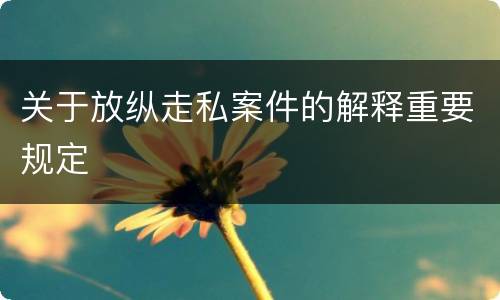 关于放纵走私案件的解释重要规定