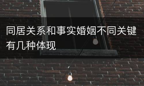 同居关系和事实婚姻不同关键有几种体现