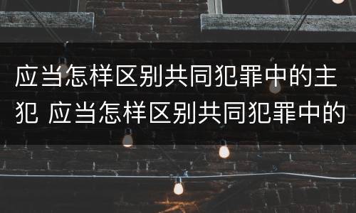 应当怎样区别共同犯罪中的主犯 应当怎样区别共同犯罪中的主犯和犯罪