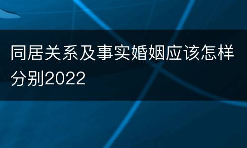 同居关系及事实婚姻应该怎样分别2022
