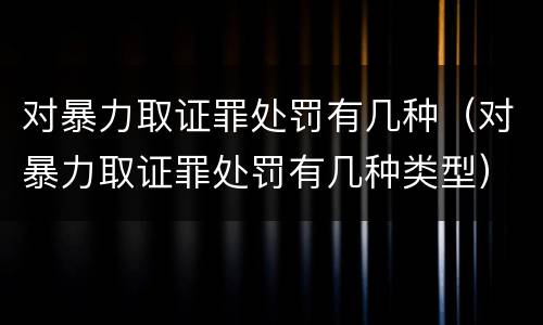 对暴力取证罪处罚有几种（对暴力取证罪处罚有几种类型）