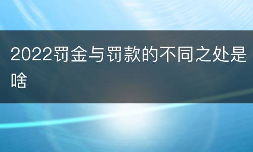 2022罚金与罚款的不同之处是啥