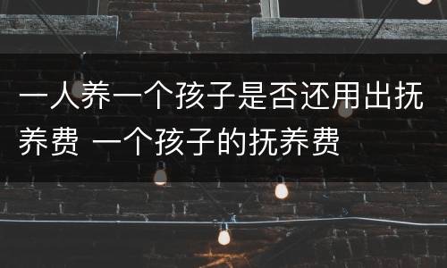 一人养一个孩子是否还用出抚养费 一个孩子的抚养费