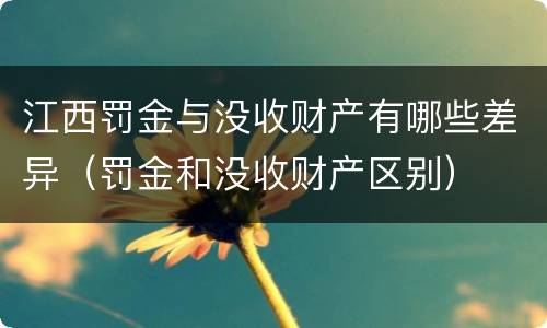 江西罚金与没收财产有哪些差异（罚金和没收财产区别）