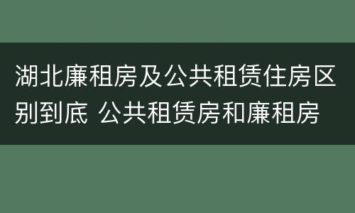 湖北廉租房及公共租赁住房区别到底 公共租赁房和廉租房