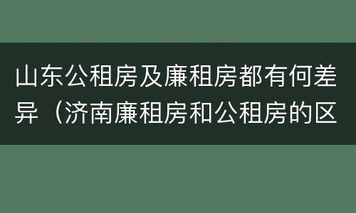 山东公租房及廉租房都有何差异（济南廉租房和公租房的区别）