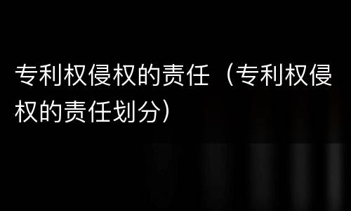 专利权侵权的责任（专利权侵权的责任划分）