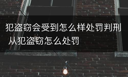 犯盗窃会受到怎么样处罚判刑 从犯盗窃怎么处罚