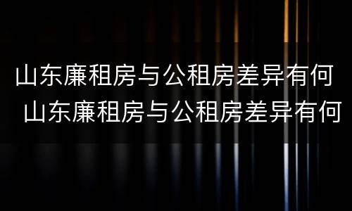 山东廉租房与公租房差异有何 山东廉租房与公租房差异有何影响