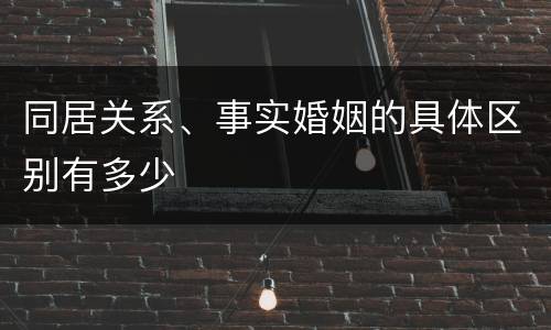 同居关系、事实婚姻的具体区别有多少