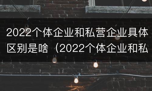 2022个体企业和私营企业具体区别是啥（2022个体企业和私营企业具体区别是啥呀）