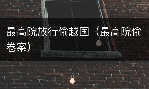 最高院放行偷越国（最高院偷卷案）