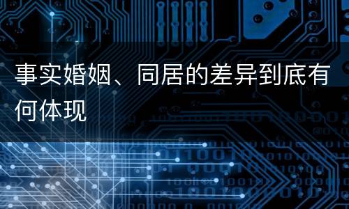 事实婚姻、同居的差异到底有何体现