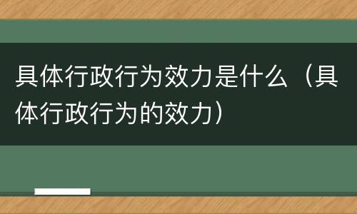 具体行政行为效力是什么（具体行政行为的效力）