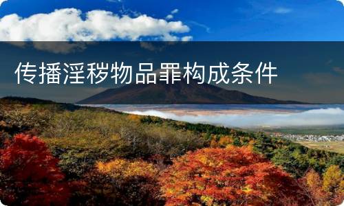传播淫秽物品罪构成条件