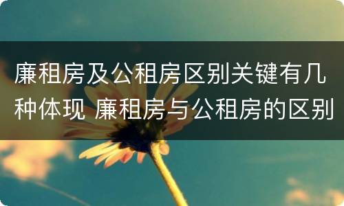 廉租房及公租房区别关键有几种体现 廉租房与公租房的区别是什么