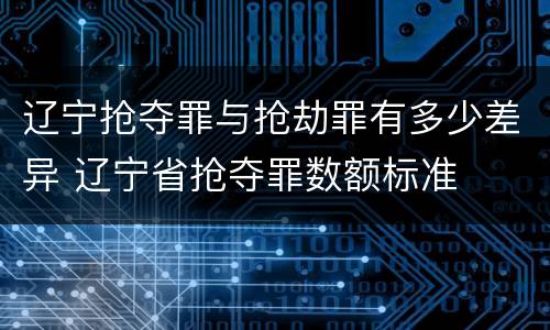 辽宁抢夺罪与抢劫罪有多少差异 辽宁省抢夺罪数额标准