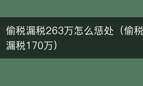 偷税漏税263万怎么惩处（偷税漏税170万）