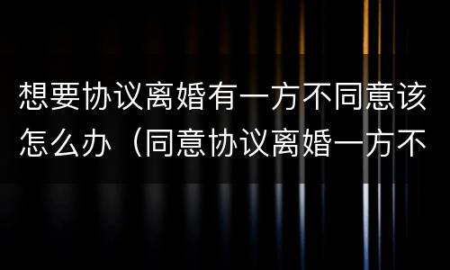 想要协议离婚有一方不同意该怎么办（同意协议离婚一方不到可以吗）