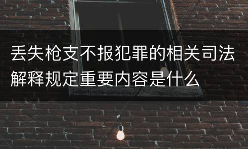 丢失枪支不报犯罪的相关司法解释规定重要内容是什么