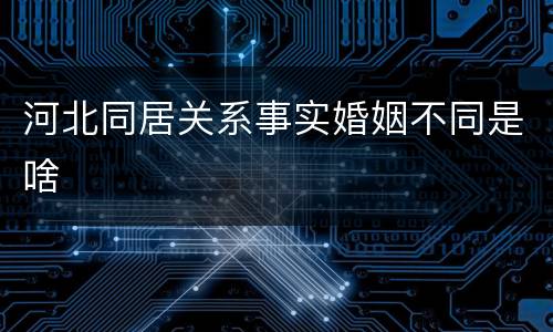 河北同居关系事实婚姻不同是啥