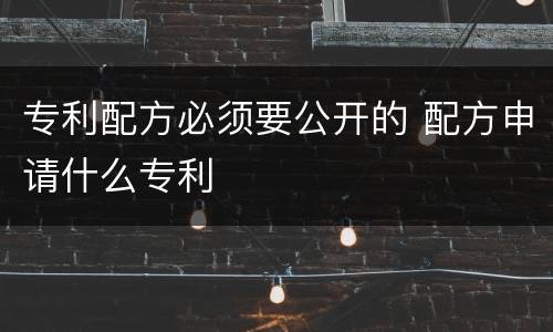 专利配方必须要公开的 配方申请什么专利