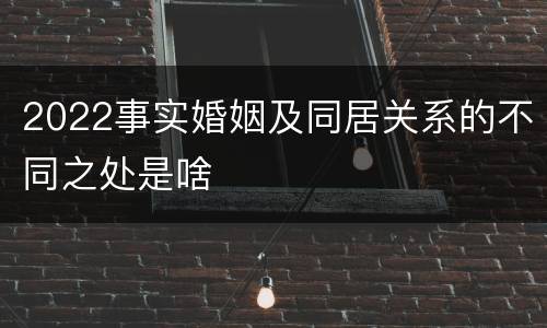 2022事实婚姻及同居关系的不同之处是啥