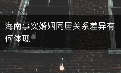 海南事实婚姻同居关系差异有何体现