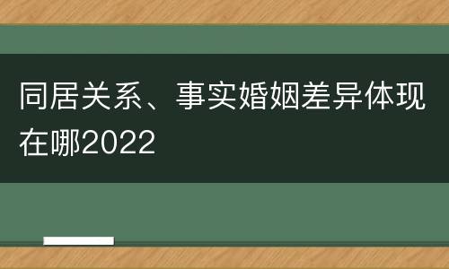 同居关系、事实婚姻差异体现在哪2022