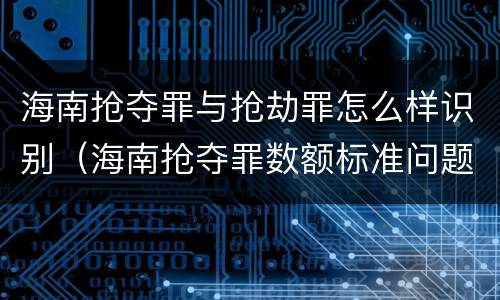 海南抢夺罪与抢劫罪怎么样识别（海南抢夺罪数额标准问题的规定）